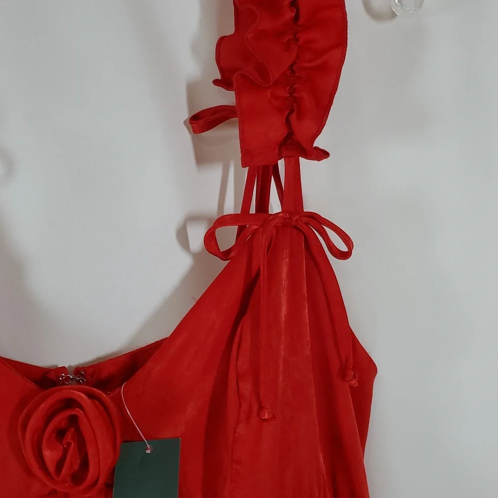 Wild Fable™ Women's Rosette Mini Babydoll Dress ~ Red - Picture 11 of 16